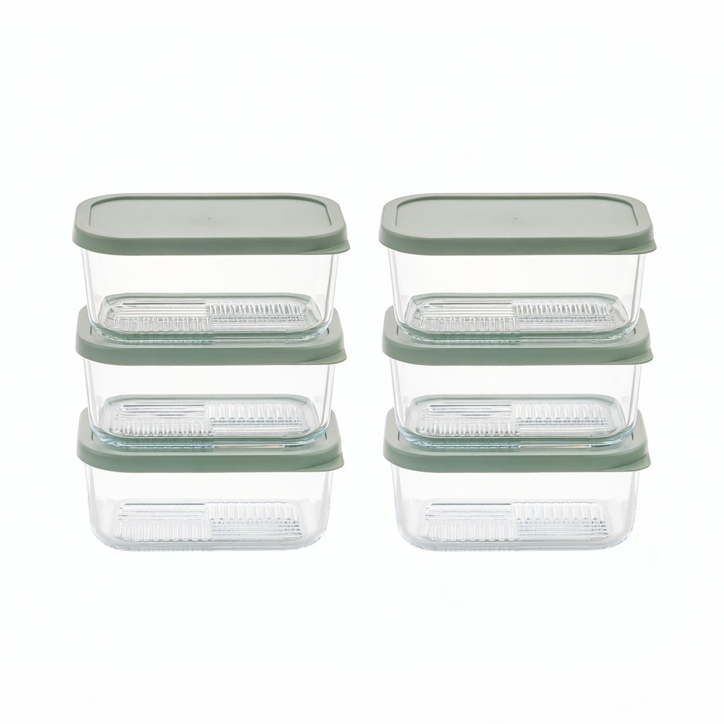 Container Culture 12-Piece Airtight Glass Food Storage Containers with Lids, 6 x 25.4oz - Soft Sage