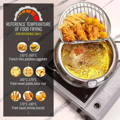 Stainless Steel Deep Fryer with Temperature Control and Oil Drop Filter Rack
