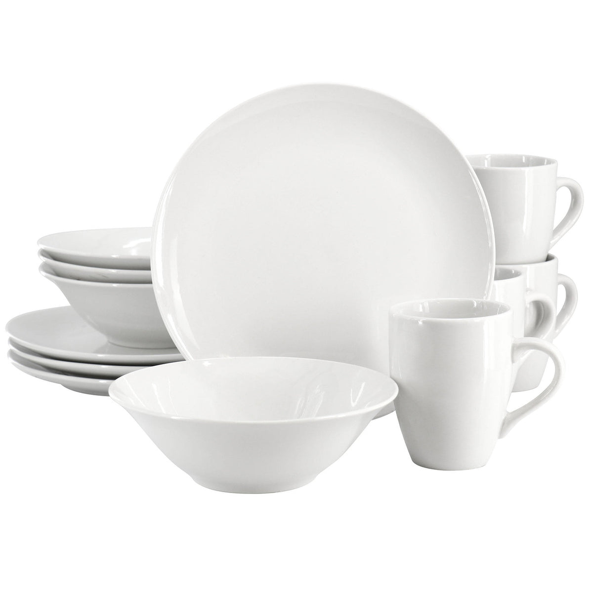 Gibson Home Wintercap 12 Piece Fine Ceramic Dinnerware Set in White-0