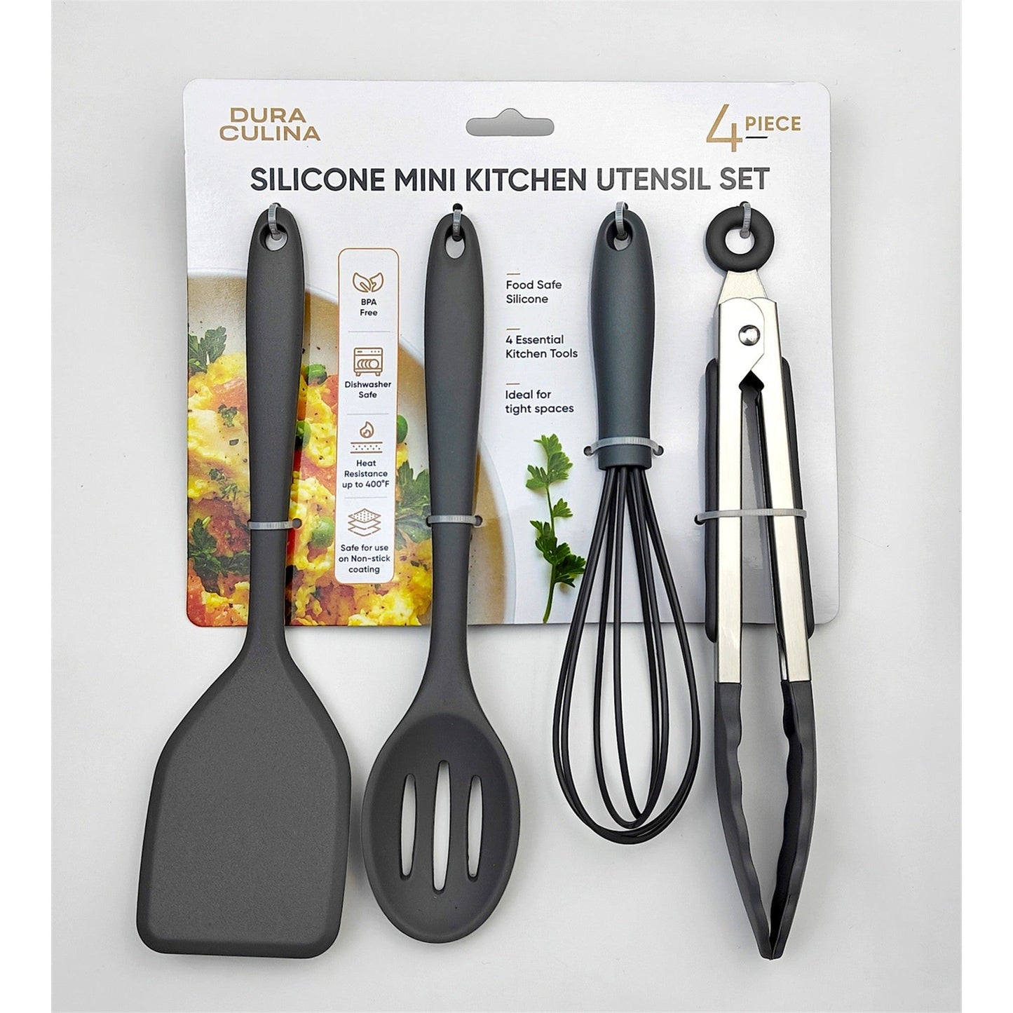 4-Piece Grey Mini Silicone Tool Set – Versatile, Non-Stick, and Stylish