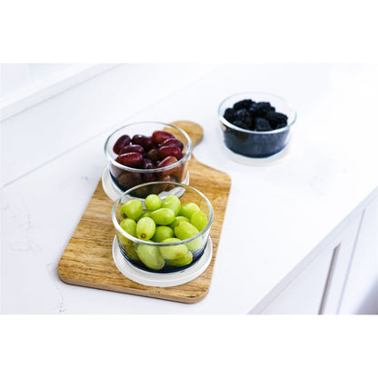 12 Piece Set (2 Cup / 16Oz) Round Glass Storage Containers With Lids, White-3