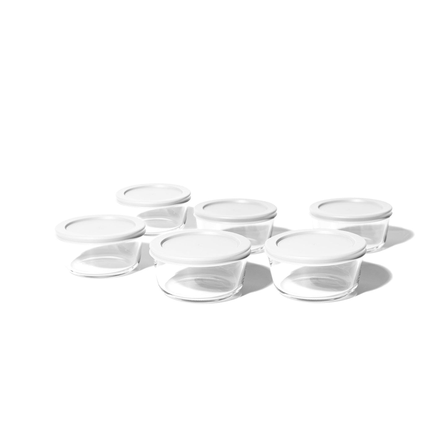 12 Piece Set (2 Cup / 16Oz) Round Glass Storage Containers With Lids, White-4