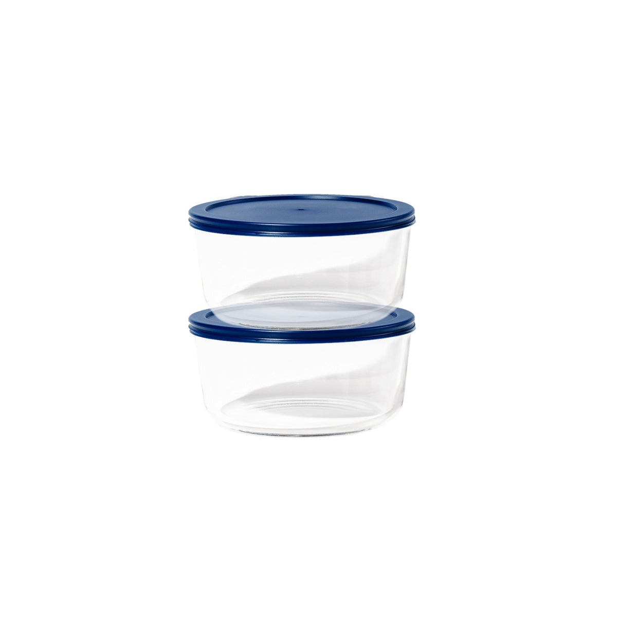 4 Piece Set (6.55 Cup / 52.4Oz) Round Glass Storage Containers With Lids, Blue