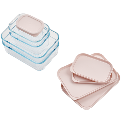 Container Culture 6-Piece Airtight Glass Food Storage Containers with Lids, 3 x 10.5oz - Berry Blush