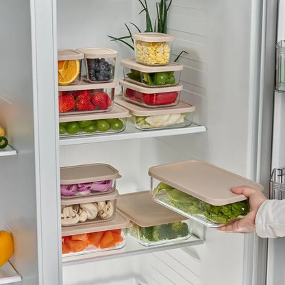 Container Culture 8-Piece Airtight Glass Food Storage Containers with Lids, 4 x 57.5oz - Cashew Cream