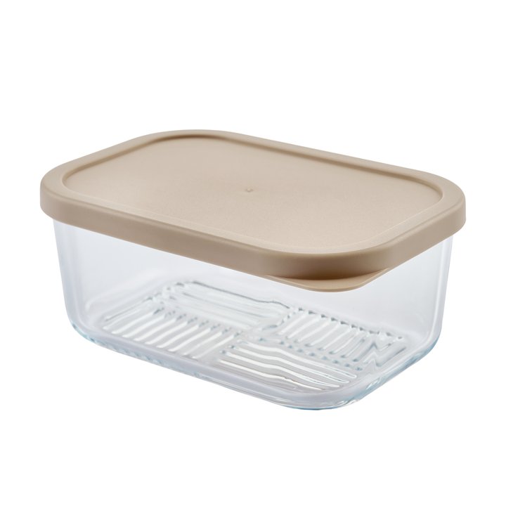 Container Culture 6-Piece Airtight Glass Food Storage Containers with Lids, 3 x 25.4oz - Cashew Cream