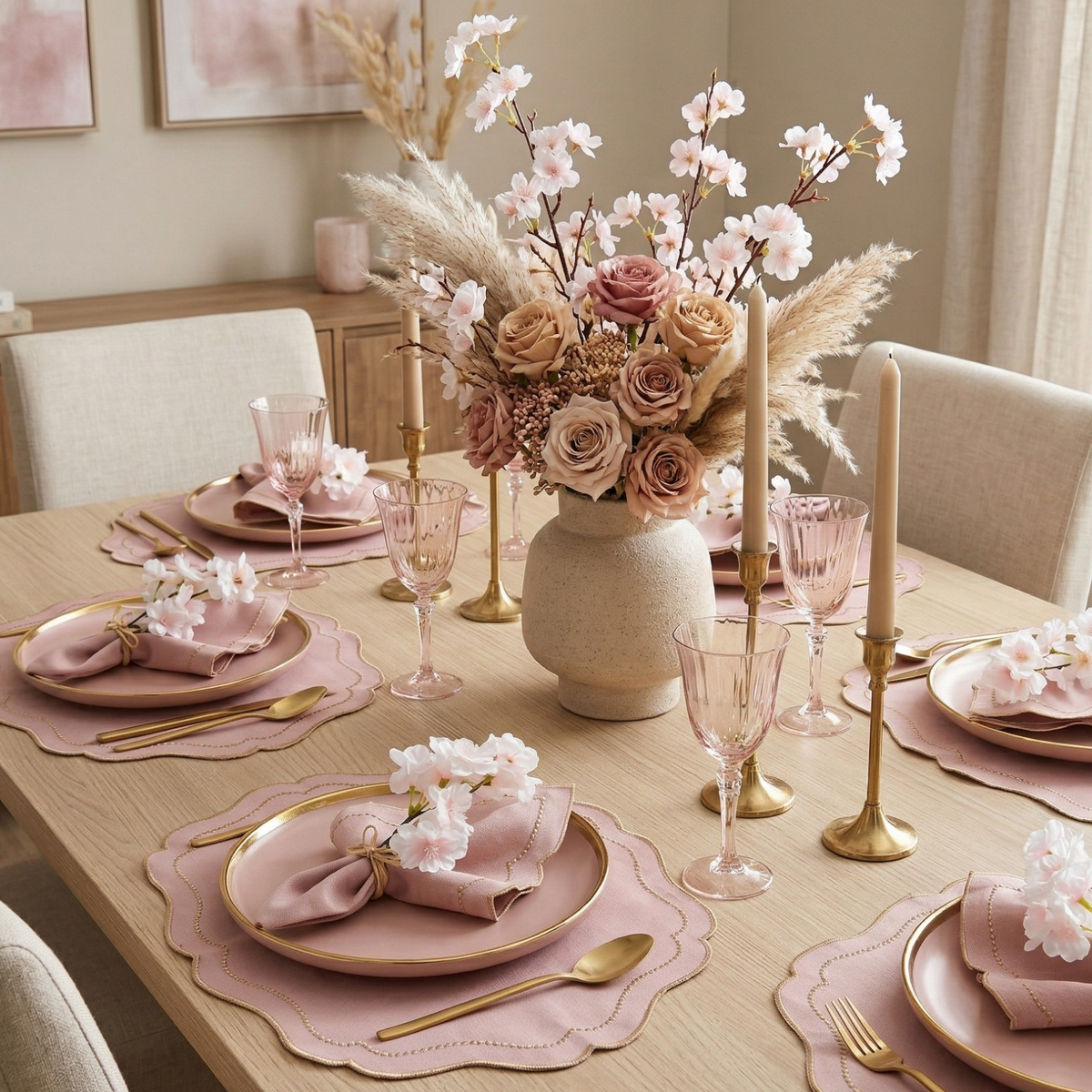 Tiemi Cherry Blossom Branch Napkin Rings – Set of 4 | Maison Charlô