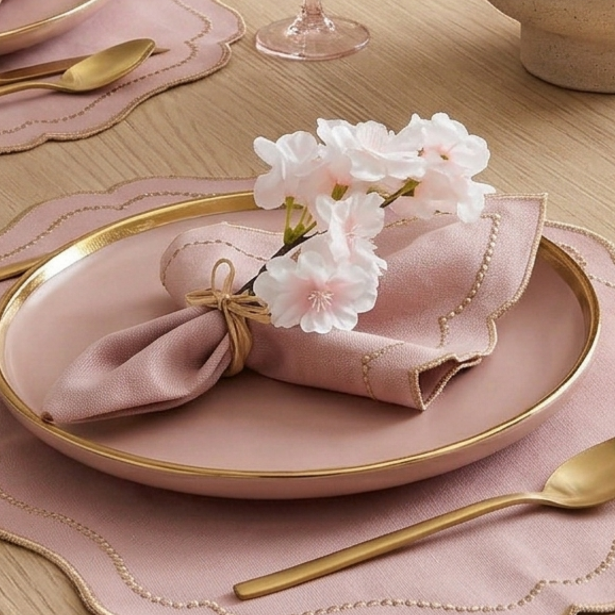 Tiemi Cherry Blossom Branch Napkin Rings – Set of 4 | Maison Charlô