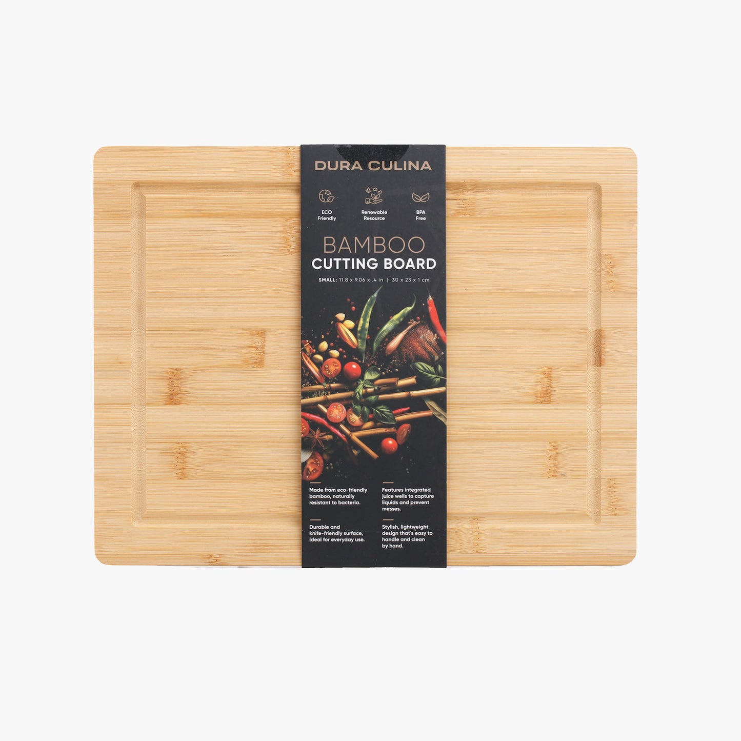Bamboo Wood Cutting Board: Small – (11.8” x 9.05”) Durable, Eco-Friendly Chopping Board