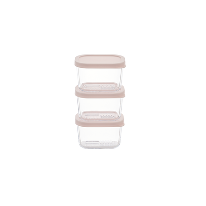Container Culture 6-Piece Airtight Glass Food Storage Containers with Lids, 3 x 10.5oz - Berry Blush