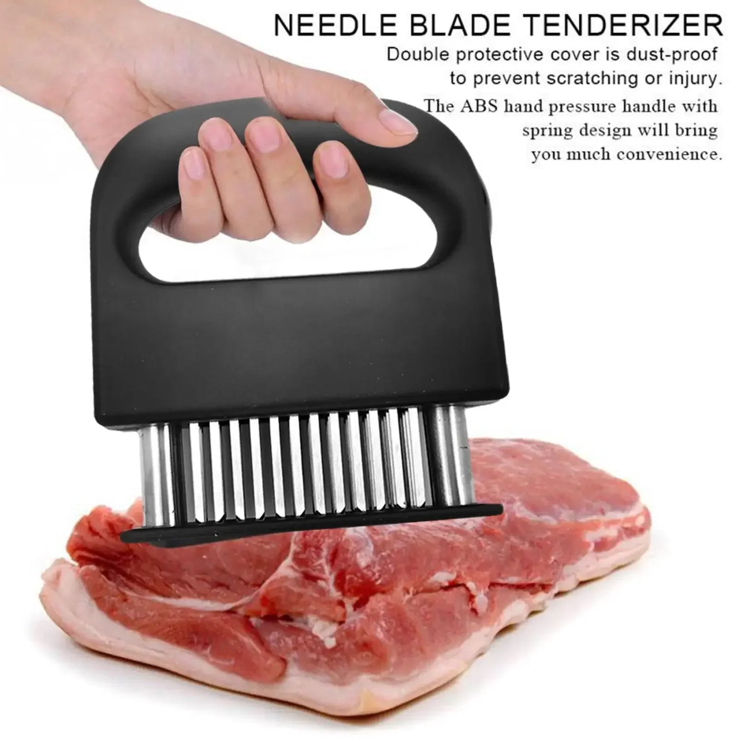 NNEOBA Stainless Steel Meat Tenderizer – 48 Needle Steak Softener