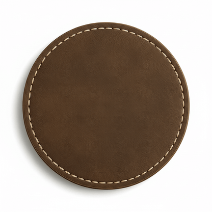Premium Leather 6-Piece Engraved Leather Coaster Set