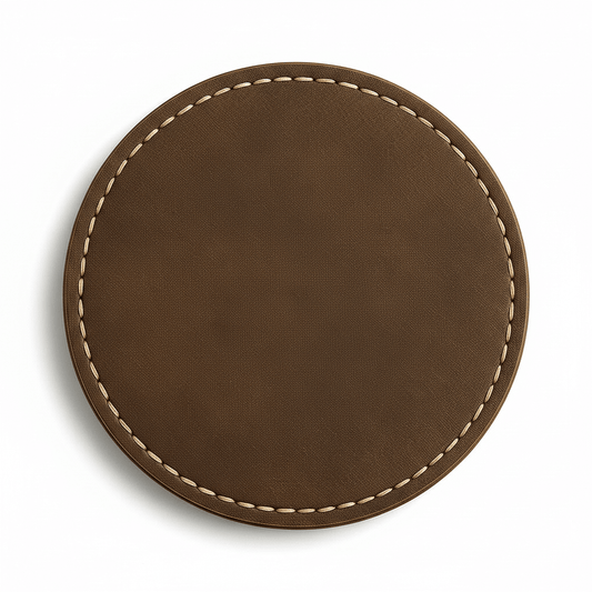 Premium Leather 6-Piece Engraved Leather Coaster Set