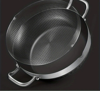 28cm Non-Stick Frying Pan with Honeycomb Bottom Glass Lid Silver