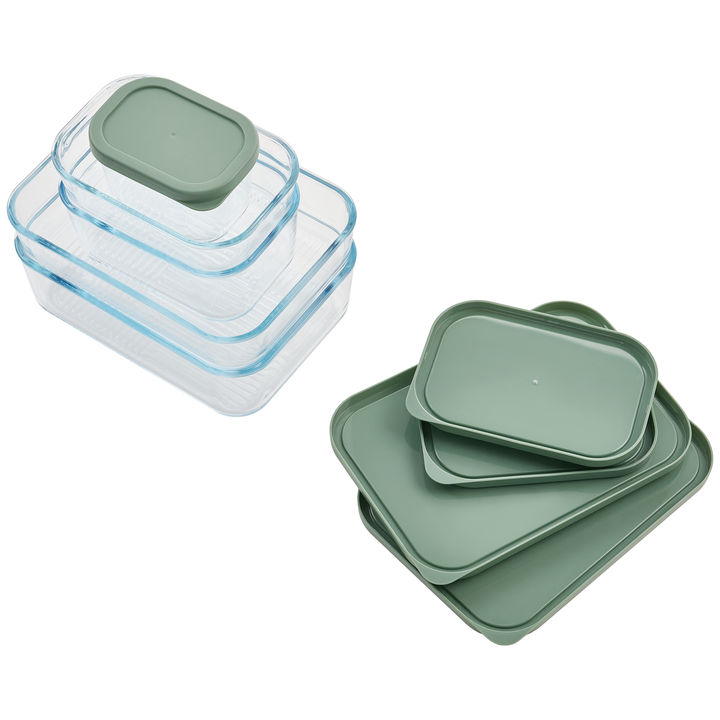 Container Culture 6-Piece Airtight Glass Food Storage Containers with Lids, 3 x 25.4oz - Soft Sage