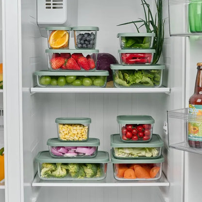 Container Culture 12-Piece Airtight Glass Food Storage Containers with Lids, 6 x 25.4oz - Soft Sage