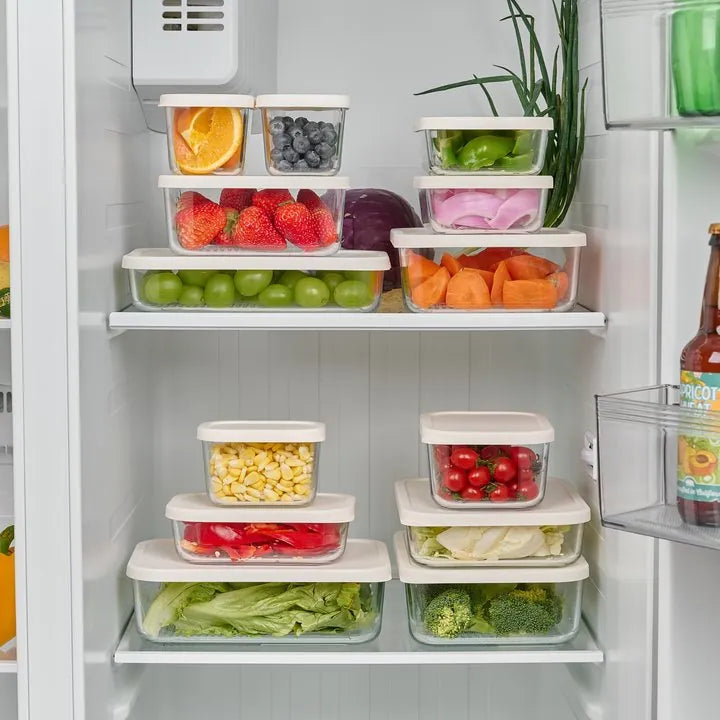 Container Culture 12-Piece Airtight Glass Food Storage Containers with Lids, 6 x 25.4oz - Vanilla Mist