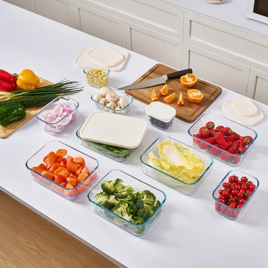 Container Culture 12-Piece Airtight Glass Food Storage Containers with Lids, 6 x 17.6oz - Vanilla Mist