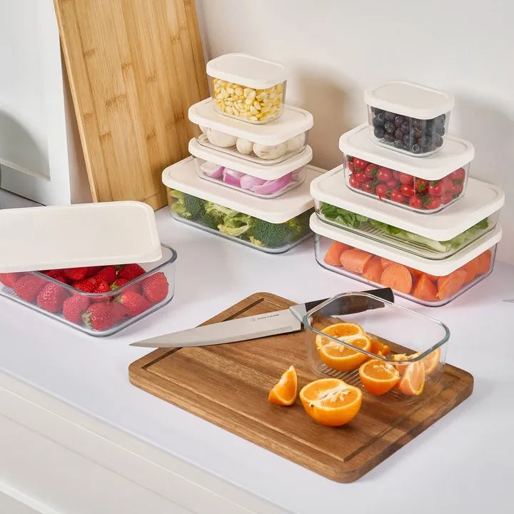 Container Culture 12-Piece Airtight Glass Food Storage Containers with Lids, 6 x 10.5oz - Vanilla Mist