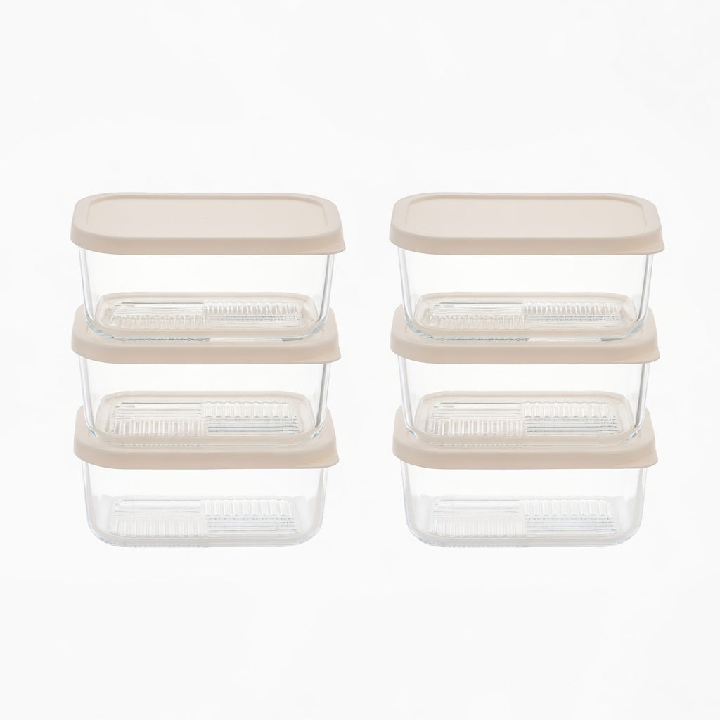 Container Culture 12-Piece Airtight Glass Food Storage Containers with Lids, 6 x 25.4oz - Vanilla Mist