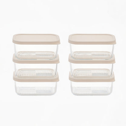 Container Culture 12-Piece Airtight Glass Food Storage Containers with Lids, 6 x 25.4oz - Vanilla Mist