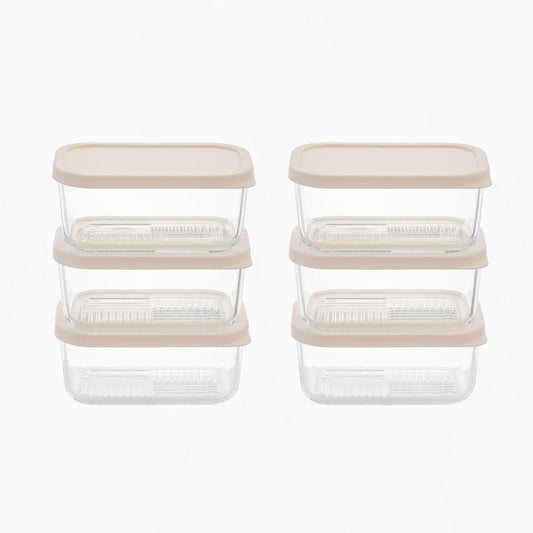 Container Culture 12-Piece Airtight Glass Food Storage Containers with Lids, 6 x 25.4oz - Vanilla Mist