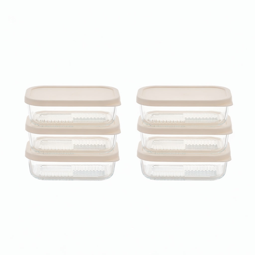 Container Culture 12-Piece Airtight Glass Food Storage Containers with Lids, 6 x 17.6oz - Vanilla Mist