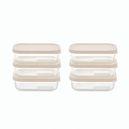 Container Culture 12-Piece Airtight Glass Food Storage Containers with Lids, 6 x 17.6oz - Vanilla Mist