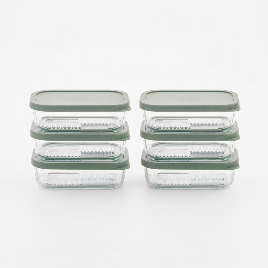 Container Culture 12-Piece Airtight Glass Food Storage Containers with Lids, 6 x 17.6oz - Soft Sage