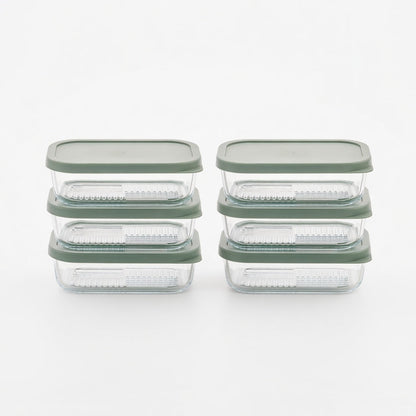 Container Culture 12-Piece Airtight Glass Food Storage Containers with Lids, 6 x 17.6oz - Soft Sage