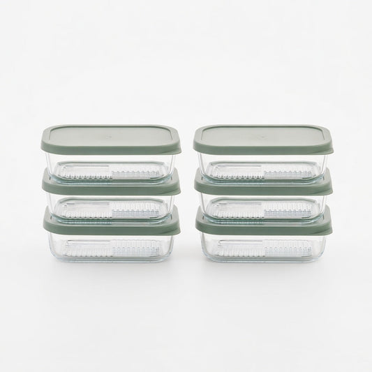 Container Culture 12-Piece Airtight Glass Food Storage Containers with Lids, 6 x 17.6oz - Soft Sage